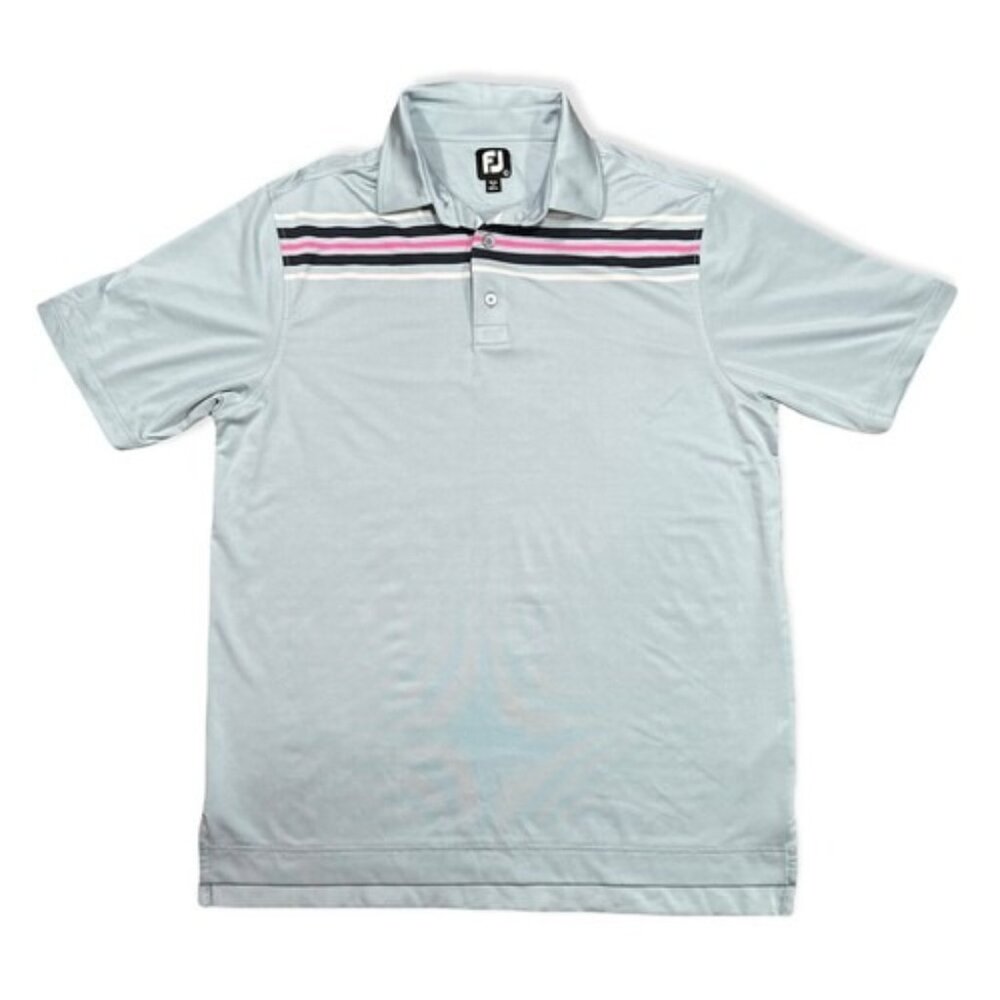 FootJoy Men’s Blue W/ Stripes Short Sleeve Golf Polo Shirt Size Large